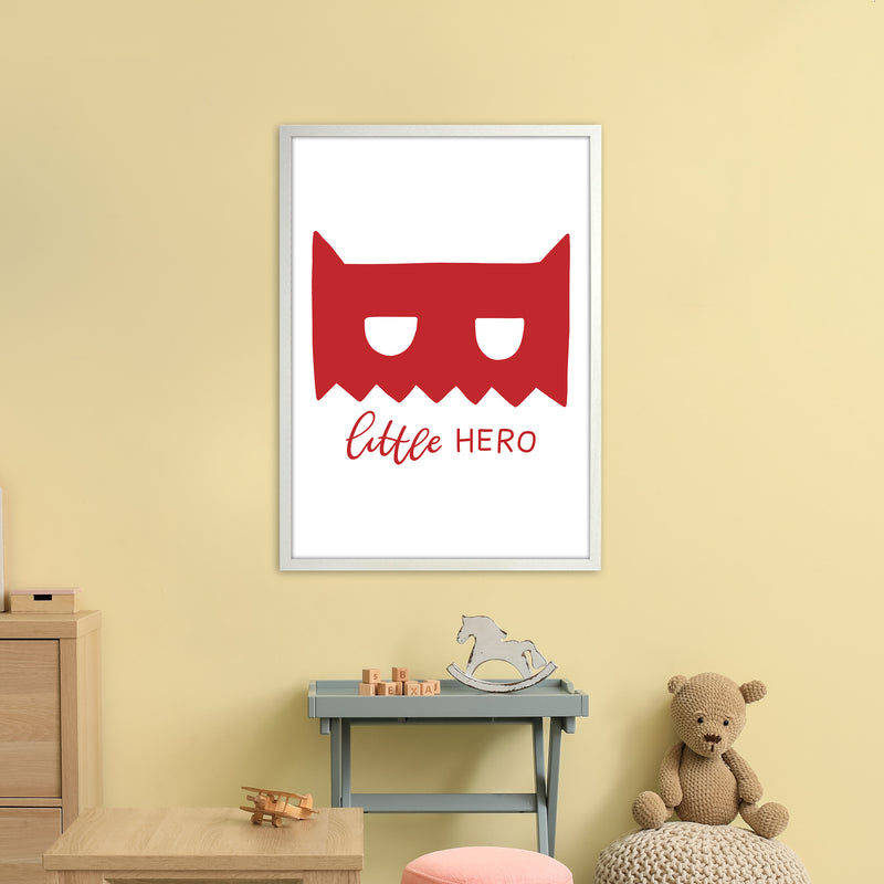 Little Hero Mask Red Super Scandi  Art Print by Pixy Paper A1 Oak Frame