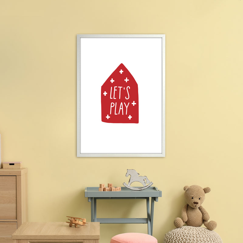 Let'S Play House Red Super Scandi  Art Print by Pixy Paper A1 Oak Frame