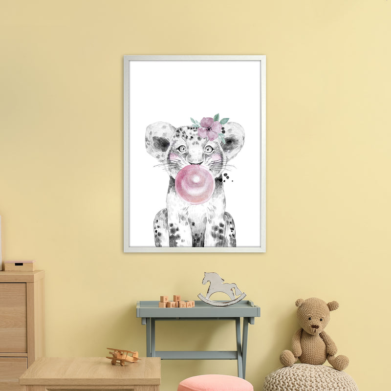 Safari Babies Tiger With Bubble  Art Print by Pixy Paper A1 Oak Frame