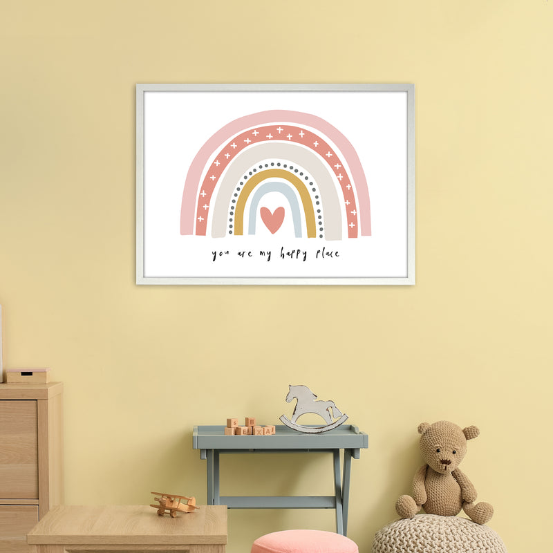 You Are My Happy Place Rainbow  Art Print by Pixy Paper A1 Oak Frame
