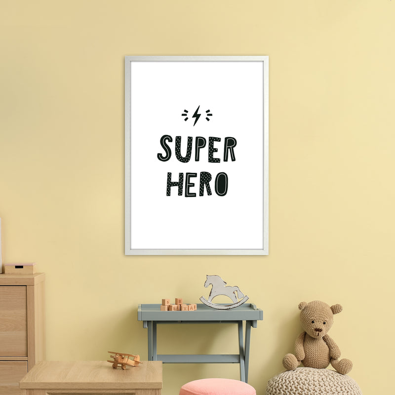 Super Hero Black Super Scandi  Art Print by Pixy Paper A1 Oak Frame