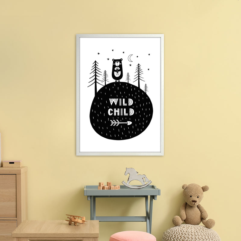 Wild Child Forest Bear  Art Print by Pixy Paper A1 Oak Frame