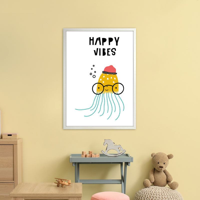 Happy Vibes Animal Pop  Art Print by Pixy Paper A1 Oak Frame