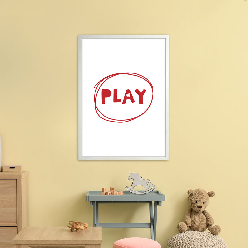 Play Red Super Scandi  Art Print by Pixy Paper A1 Oak Frame