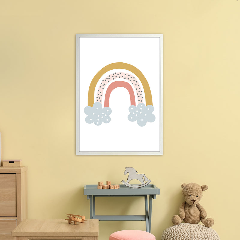Rainbow With Clouds  Art Print by Pixy Paper A1 Oak Frame