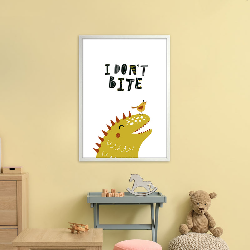 I Don'T Bite Dino  Art Print by Pixy Paper A1 Oak Frame