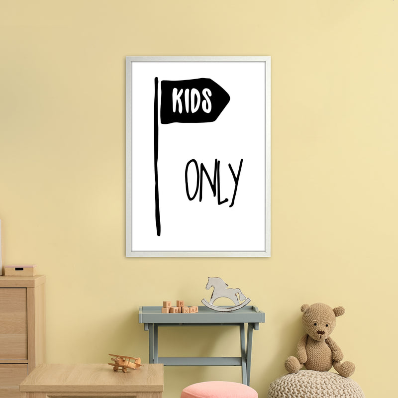 Kids Only Black  Art Print by Pixy Paper A1 Oak Frame