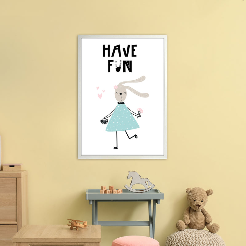 Have Fun Animal  Art Print by Pixy Paper A1 Oak Frame