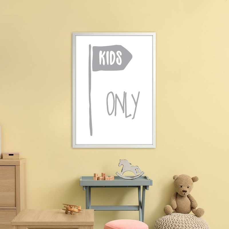 Kids Only Grey  Art Print by Pixy Paper A1 Oak Frame