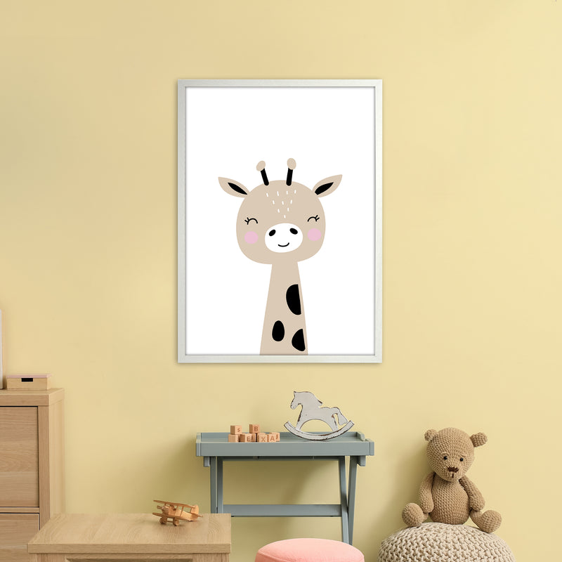 Giraffe Brown  Art Print by Pixy Paper A1 Oak Frame