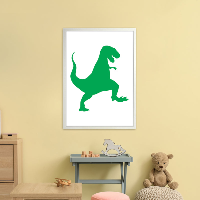 T-Rex Green  Art Print by Pixy Paper A1 Oak Frame