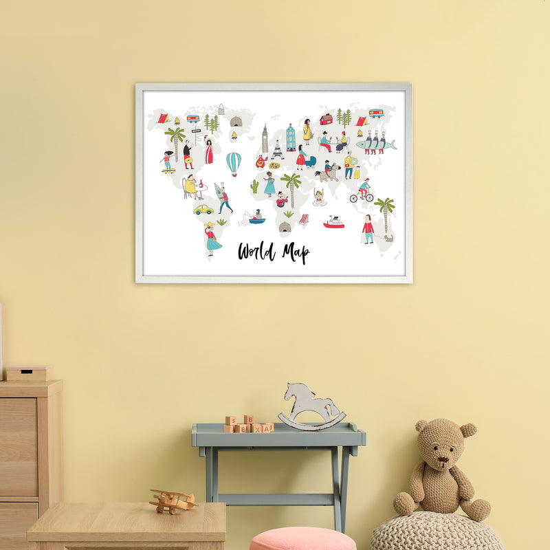 World Map  Art Print by Pixy Paper A1 Oak Frame