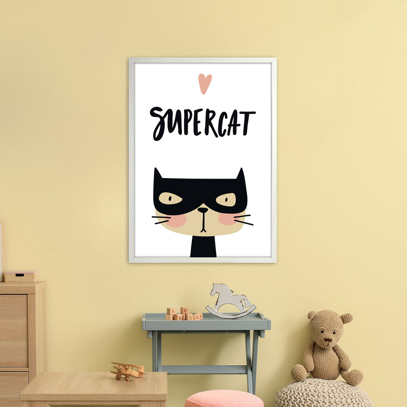 Supercat  Art Print by Pixy Paper A1 Oak Frame