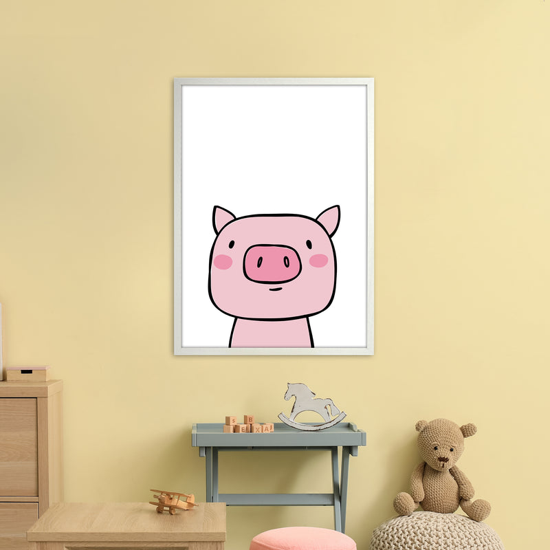 Pig  Art Print by Pixy Paper A1 Oak Frame