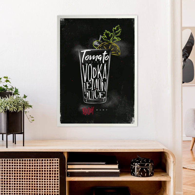 Bloody Mary Cocktail Black  Art Print by Pixy Paper A1 Oak Frame