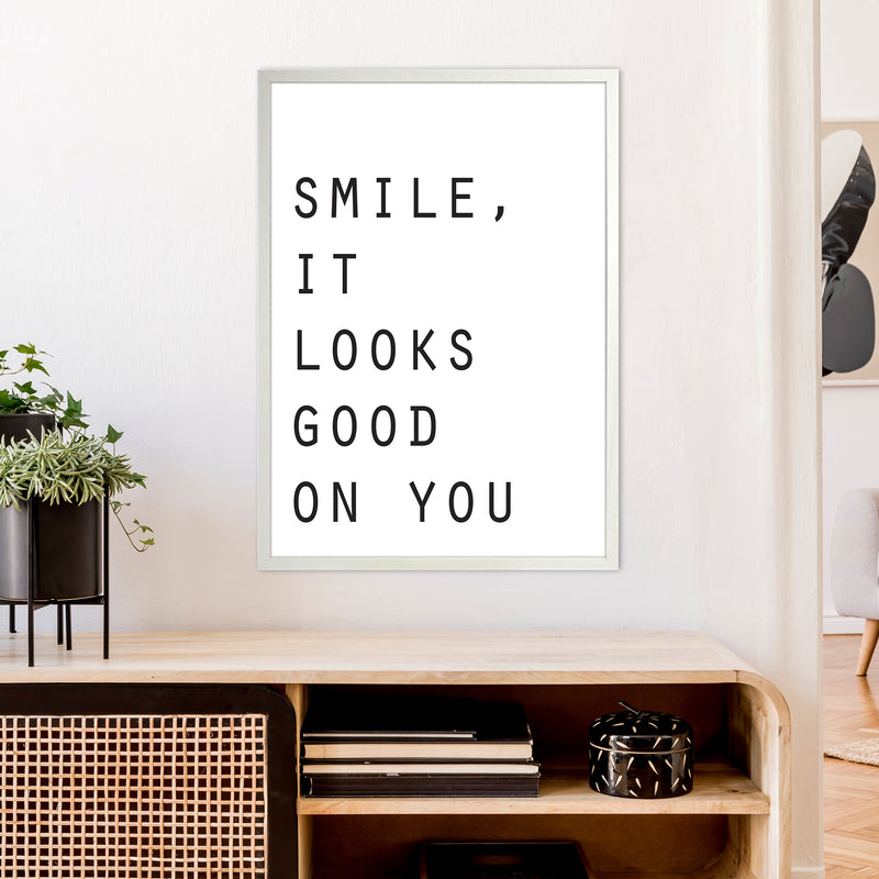 Smile It Looks Good On You  Art Print by Pixy Paper A1 Oak Frame