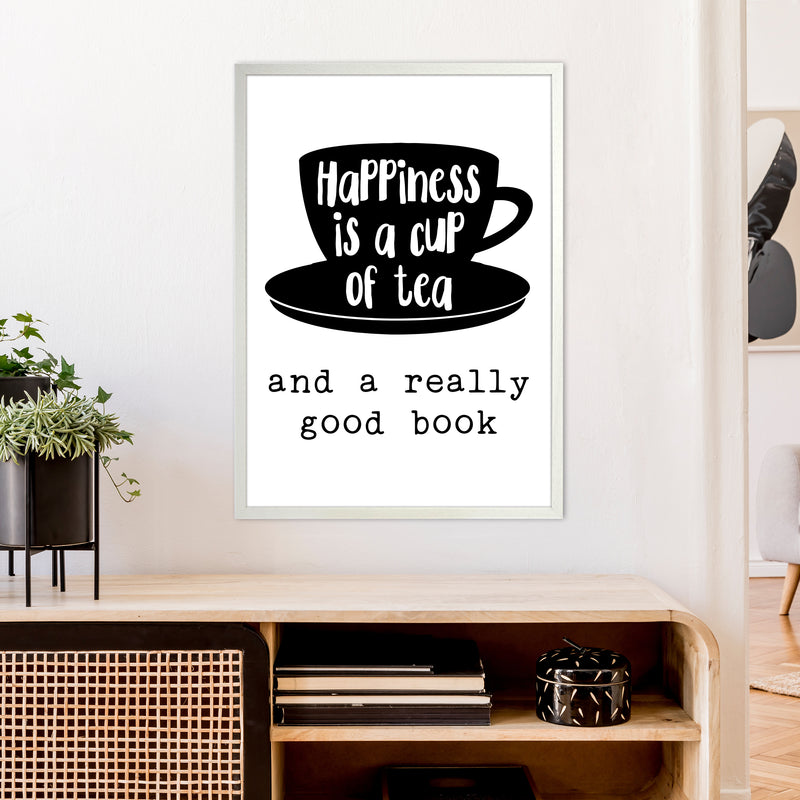 Happiness Is A Cup Of Tea  Art Print by Pixy Paper A1 Oak Frame