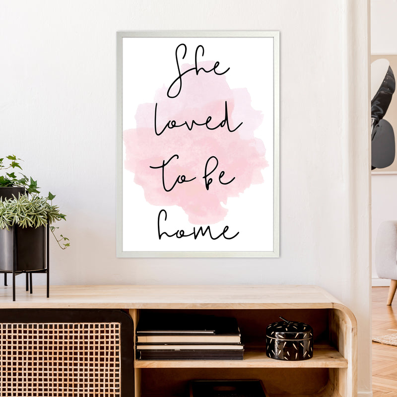 She Loved To Be Home  Art Print by Pixy Paper A1 Oak Frame