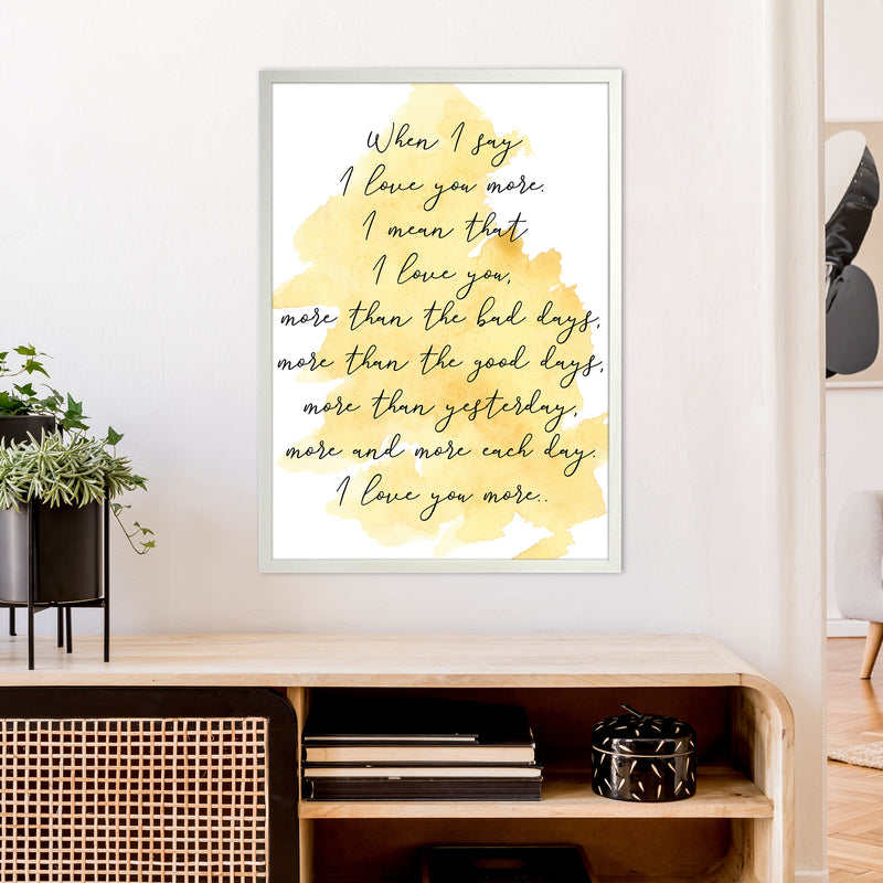 Love You More Yellow  Art Print by Pixy Paper A1 Oak Frame
