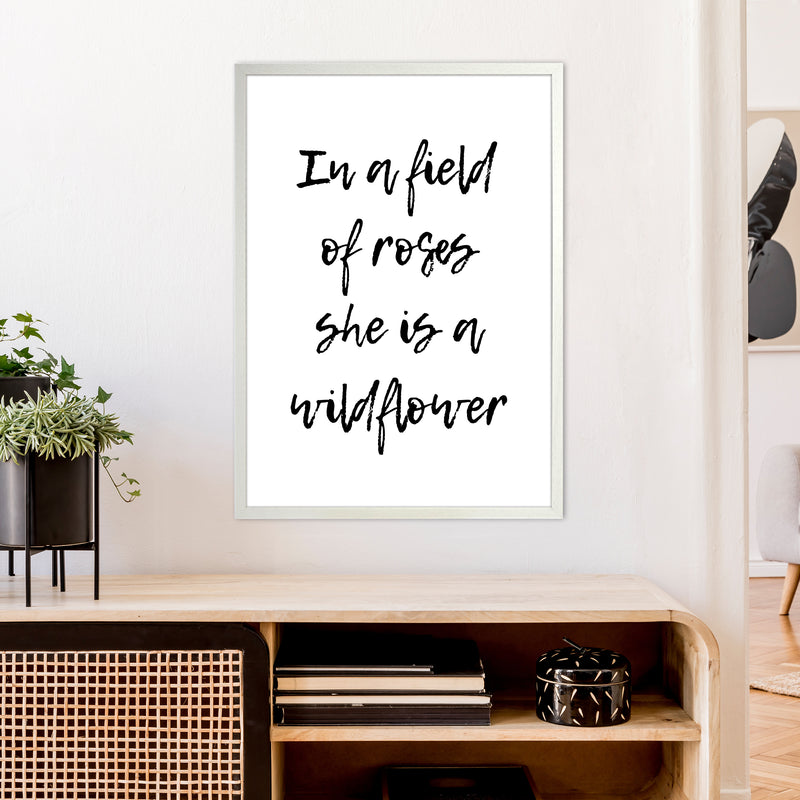In A Field Of Roses  Art Print by Pixy Paper A1 Oak Frame