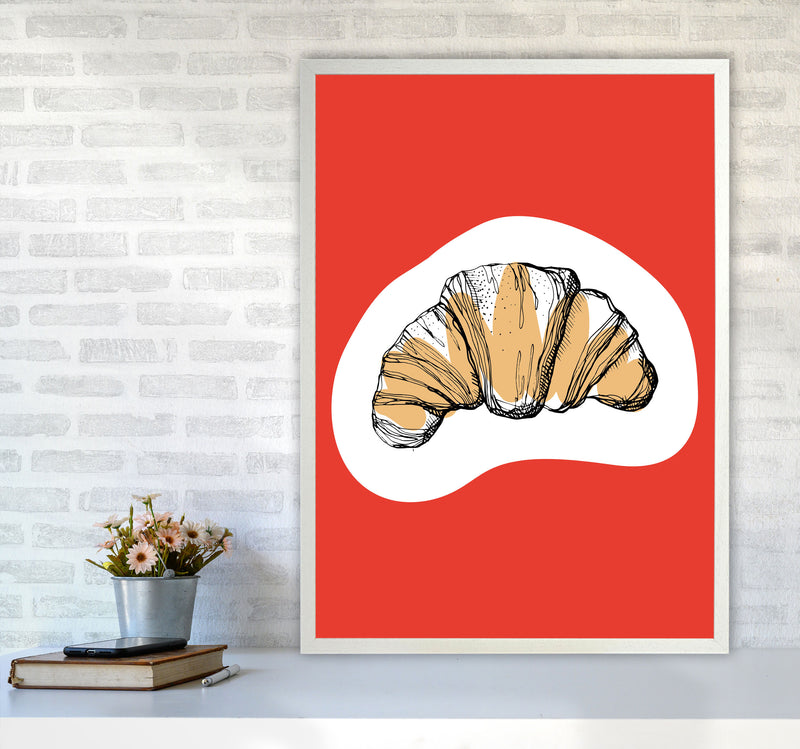 Kitchen Pop Croissant Red Art Print by Pixy Paper A1 Oak Frame
