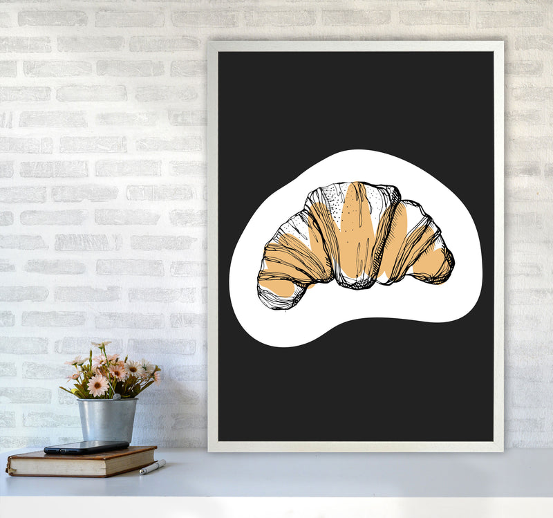 Kitchen Pop Croissant Off Black Art Print by Pixy Paper A1 Oak Frame