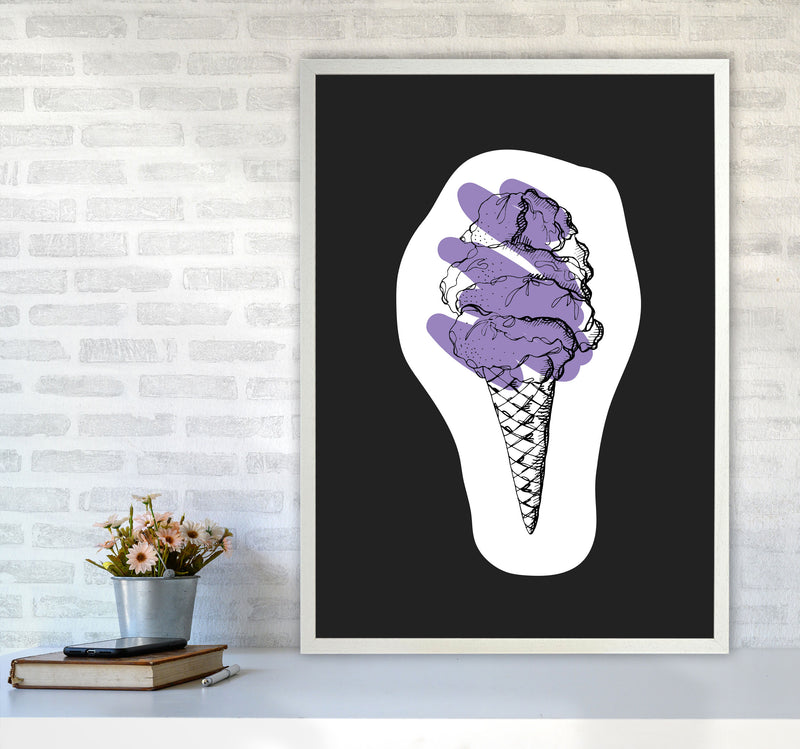 Kitchen Pop Ice Cream Off Black Art Print by Pixy Paper A1 Oak Frame
