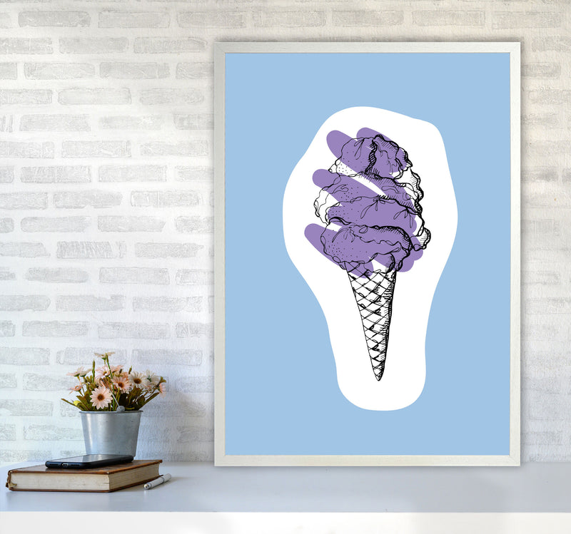Kitchen Pop Ice Cream Blue Art Print by Pixy Paper A1 Oak Frame