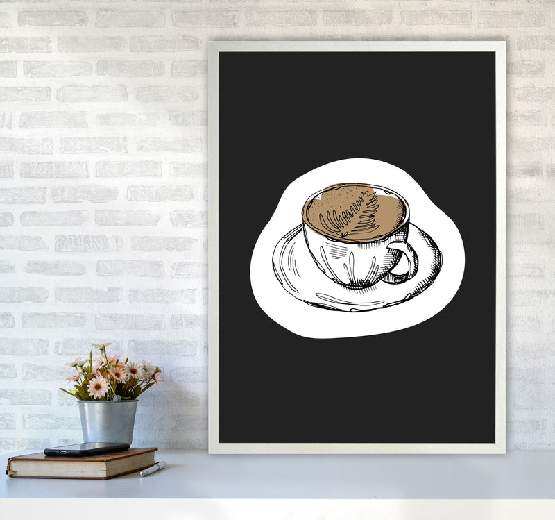 Kitchen Pop Coffee Off Black Art Print by Pixy Paper A1 Oak Frame