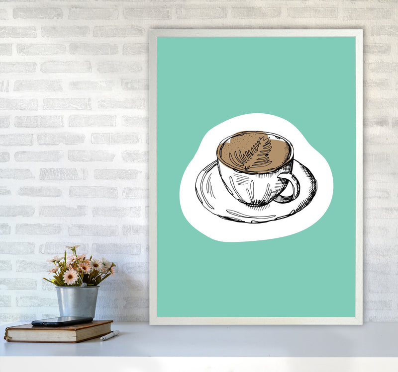 Kitchen Pop Coffee Mint Art Print by Pixy Paper A1 Oak Frame