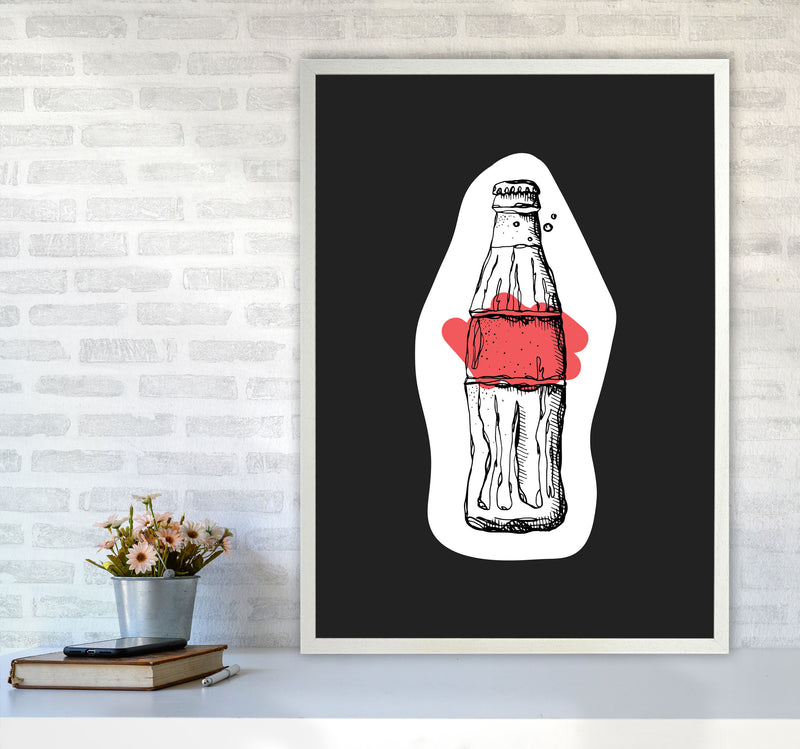 Kitchen Pop Cola Off Black Art Print by Pixy Paper A1 Oak Frame