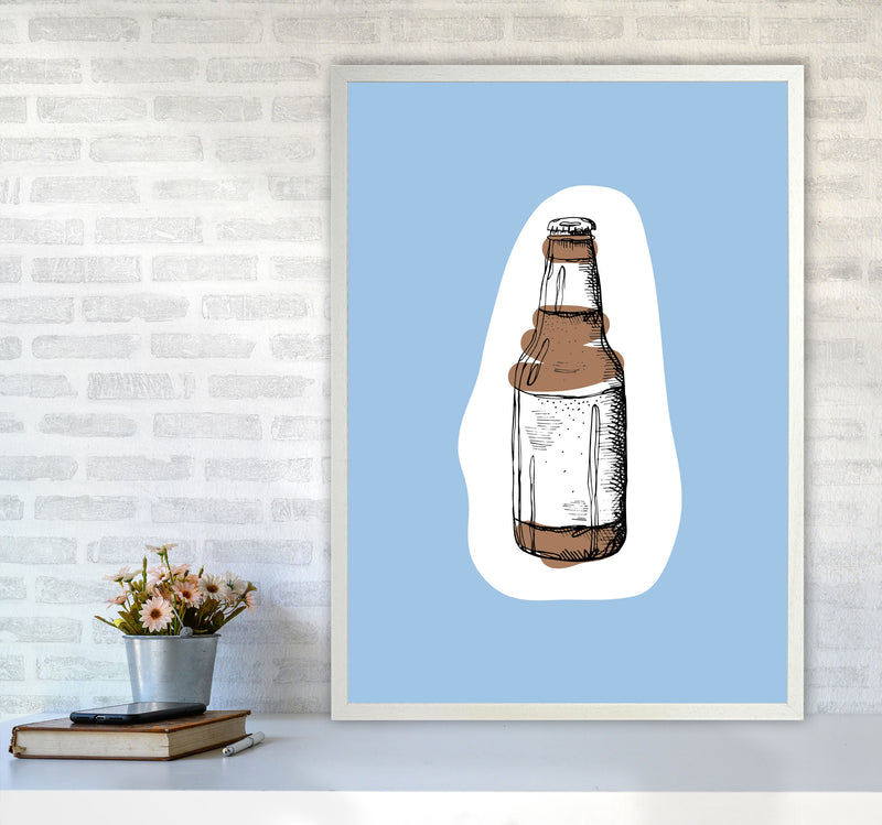 Kitchen Pop Beer Blue Art Print by Pixy Paper A1 Oak Frame