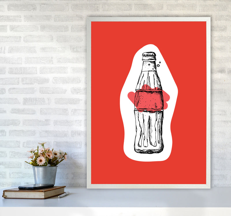 Kitchen Pop Cola Red Art Print by Pixy Paper A1 Oak Frame