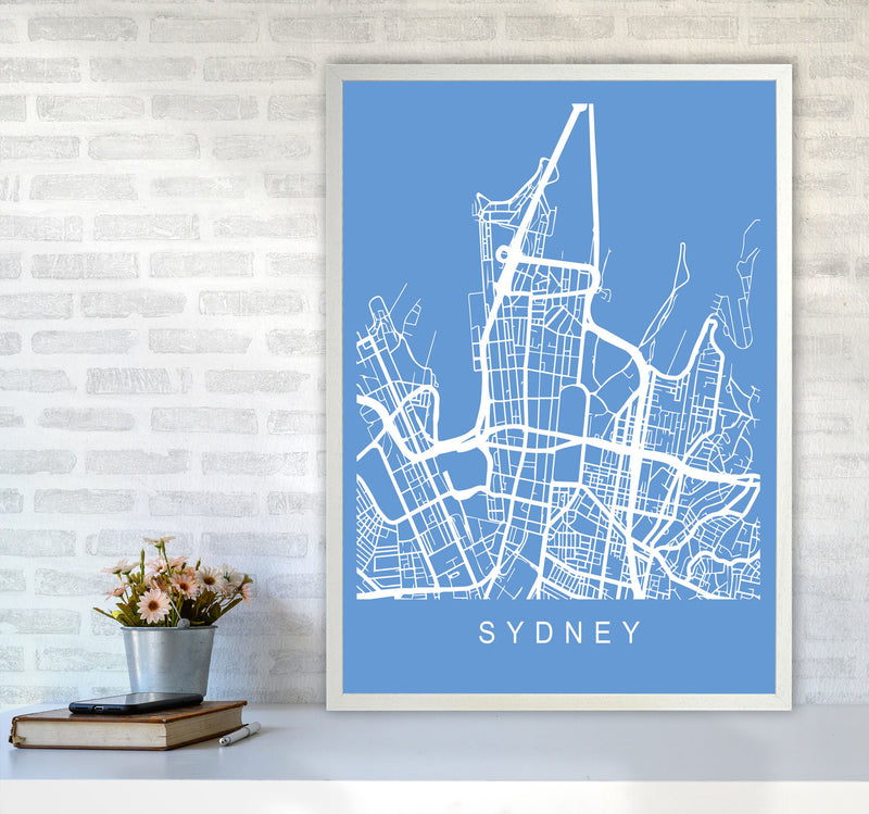 Sydney Map Blueprint Art Print by Pixy Paper A1 Oak Frame