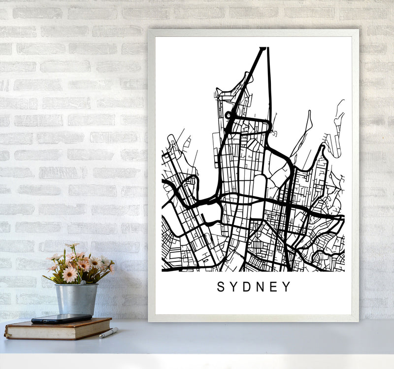 Sydney Map Art Print by Pixy Paper A1 Oak Frame