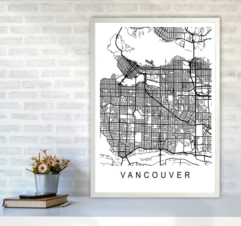 Vancouver Map Art Print by Pixy Paper A1 Oak Frame