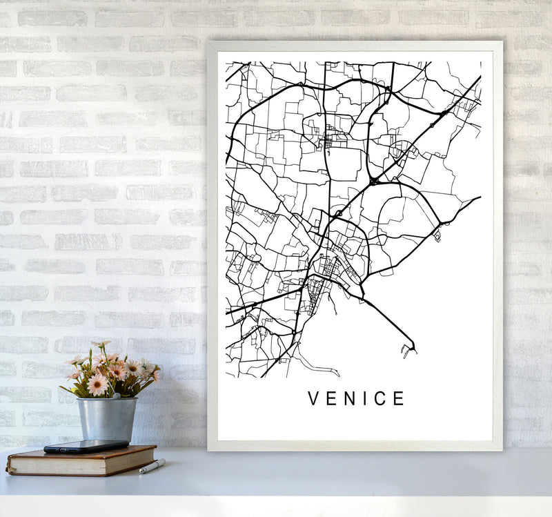 Venice Map Art Print by Pixy Paper A1 Oak Frame