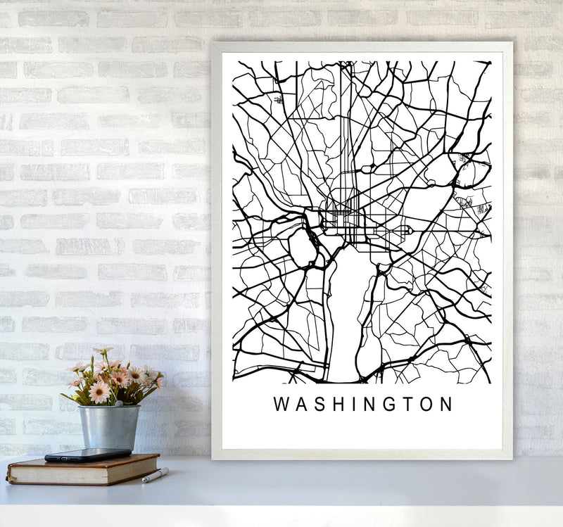Washington Map Art Print by Pixy Paper A1 Oak Frame