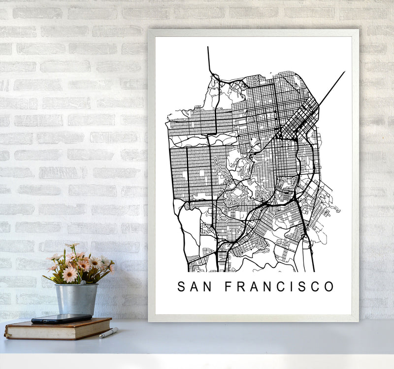 San Francisco Map Art Print by Pixy Paper A1 Oak Frame