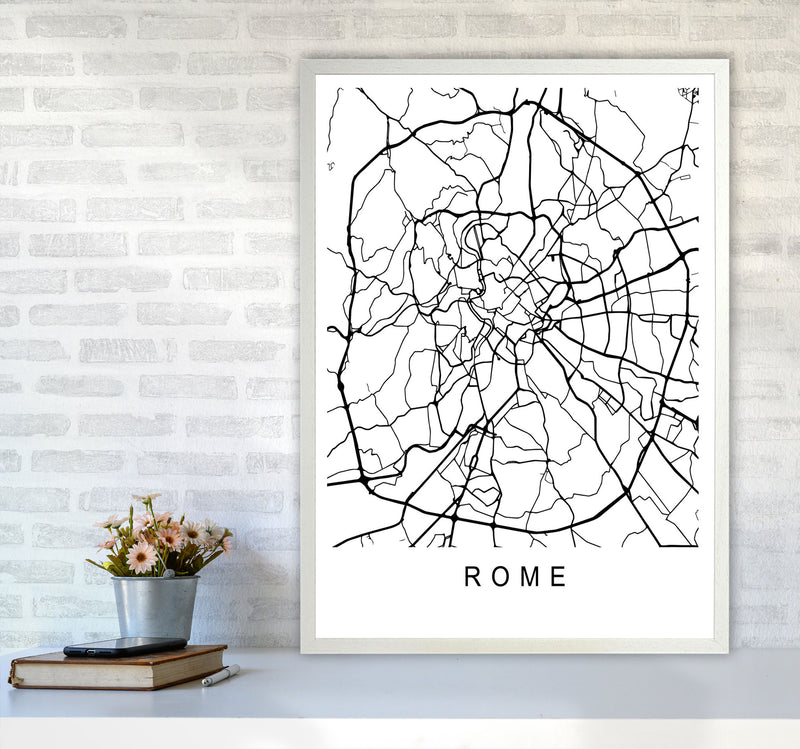 Rome Map Art Print by Pixy Paper A1 Oak Frame