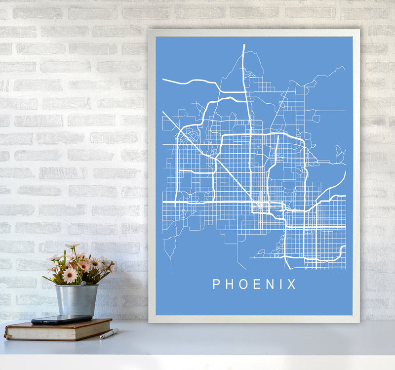 Phoenix Map Blueprint Art Print by Pixy Paper A1 Oak Frame