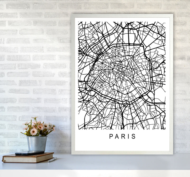 Paris Map Art Print by Pixy Paper A1 Oak Frame