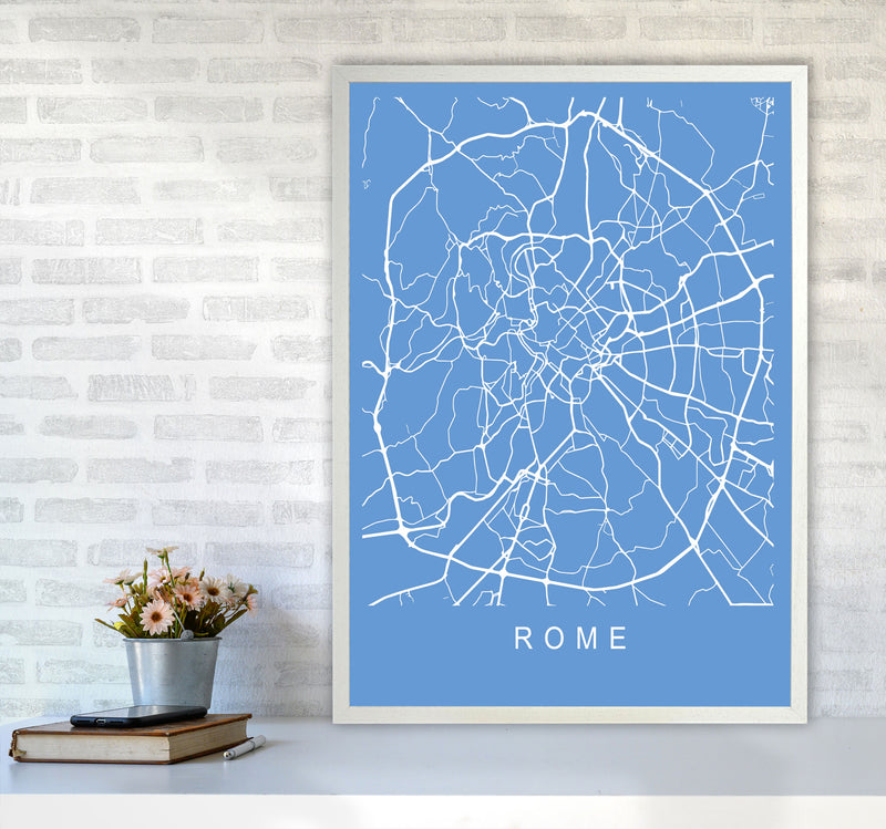 Rome Map Blueprint Art Print by Pixy Paper A1 Oak Frame