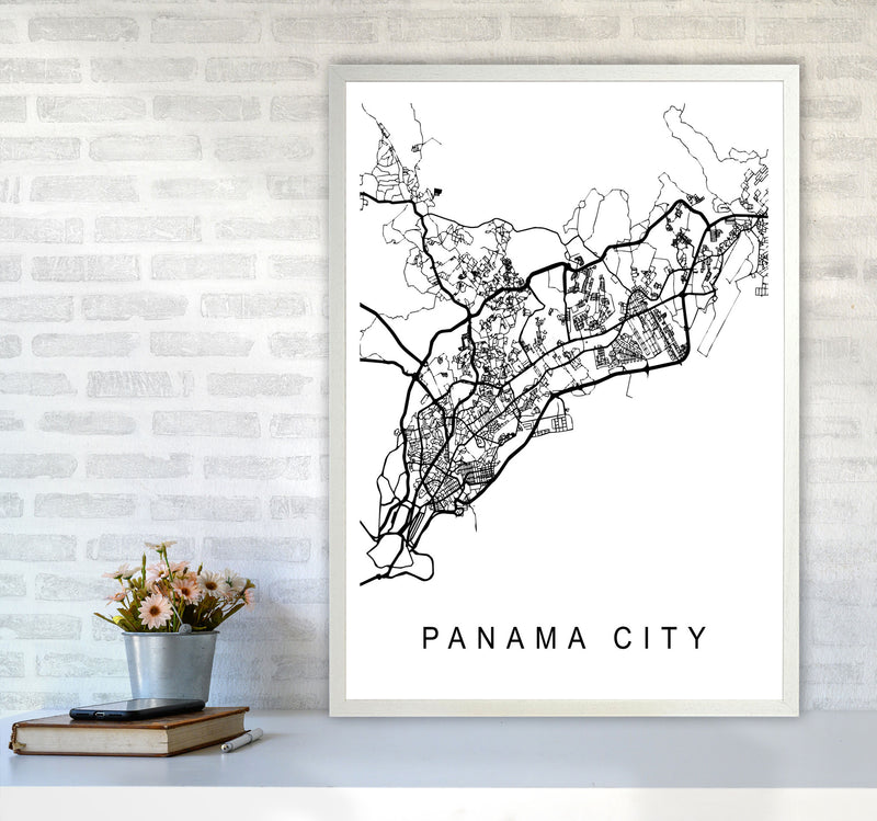 Panama Map Art Print by Pixy Paper A1 Oak Frame