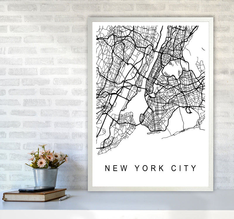 New York City Map Art Print by Pixy Paper A1 Oak Frame