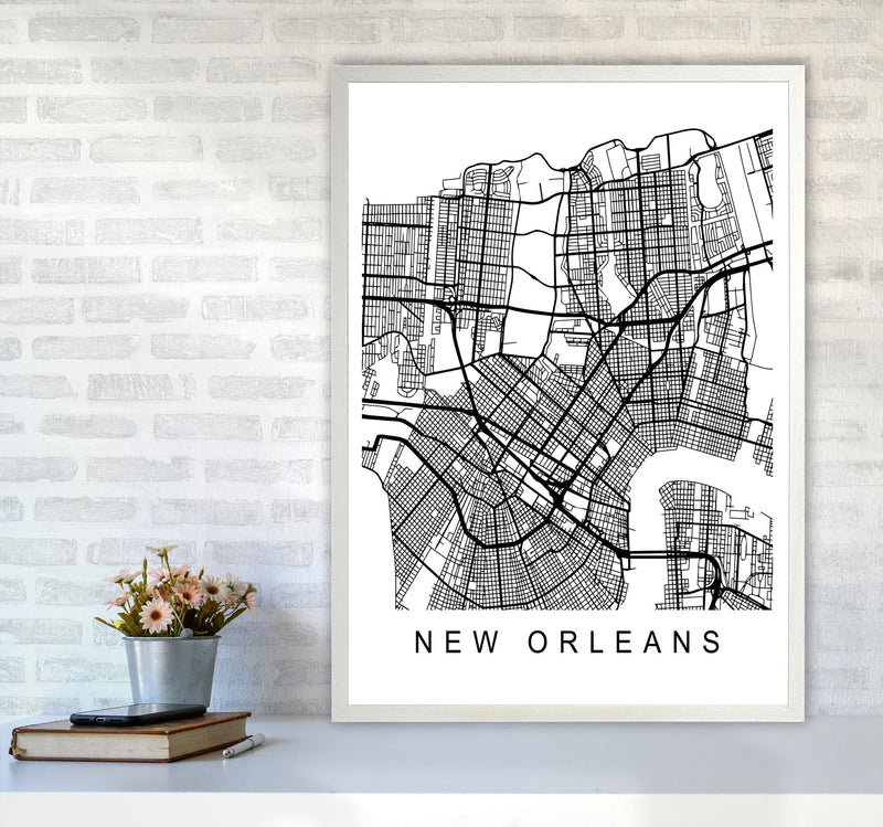 New Orleans Map Art Print by Pixy Paper A1 Oak Frame