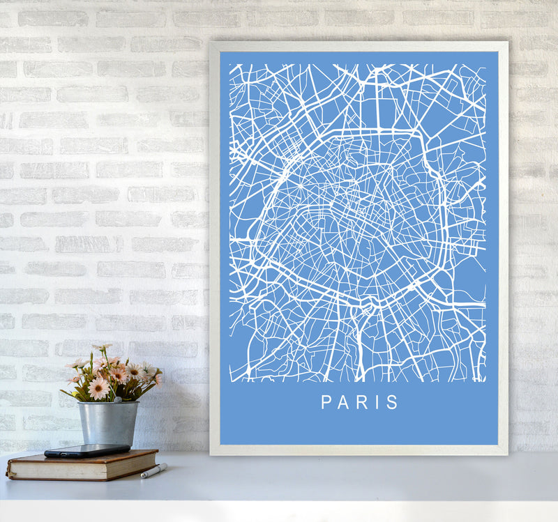 Paris Map Blueprint Art Print by Pixy Paper A1 Oak Frame