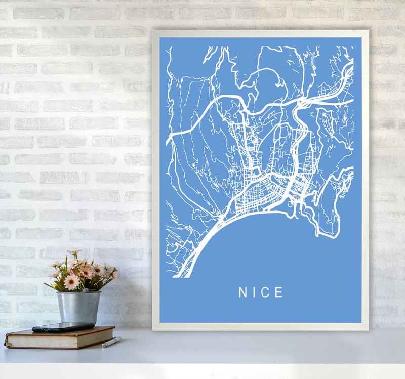 Nice Map Blueprint Art Print by Pixy Paper A1 Oak Frame