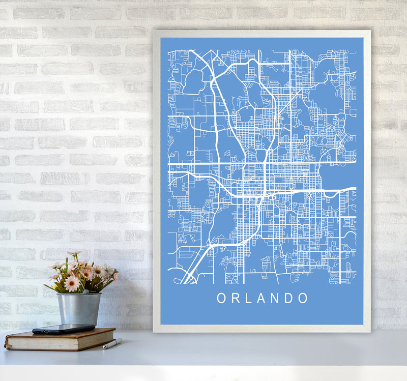 Orlando Map Blueprint Art Print by Pixy Paper A1 Oak Frame