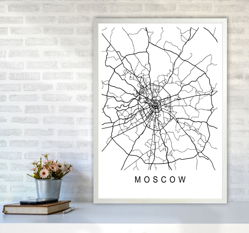 Moscow Map Art Print by Pixy Paper A1 Oak Frame